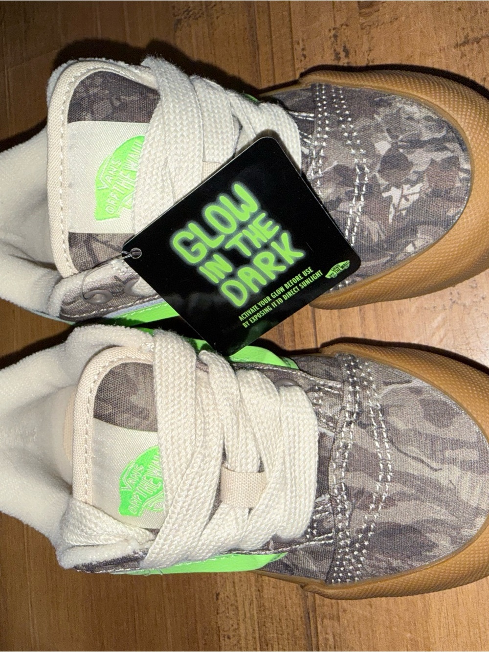 Vans Kids Glow-in-the-Dark Camo Sneakers - Gray/Green size 11